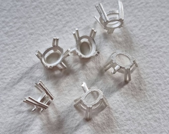 10 x 8 mm oval 8-klos infattning i återvunnet sterlingsilver eller gjuten sten i 9 karat guld