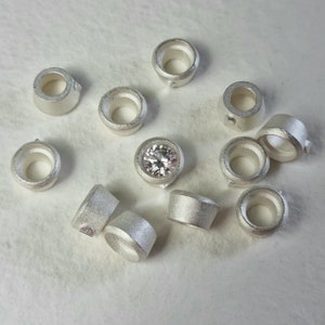 6.5mm - 7mm  Round collet recycled sterling silver or 9ct gold cast stone setting