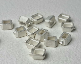 8x6mm Achteck-/Smaragd-Kragenfassung aus recyceltem Sterlingsilber oder 9-karätigem Goldgussstein