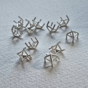 6mm Square 4 claw recycled sterling silver or 9ct gold cast stone setting