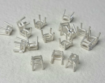 Engaste de piedra fundida ovalada de 7 x 5 mm con 4 garras de plata esterlina reciclada u oro de 9 quilates