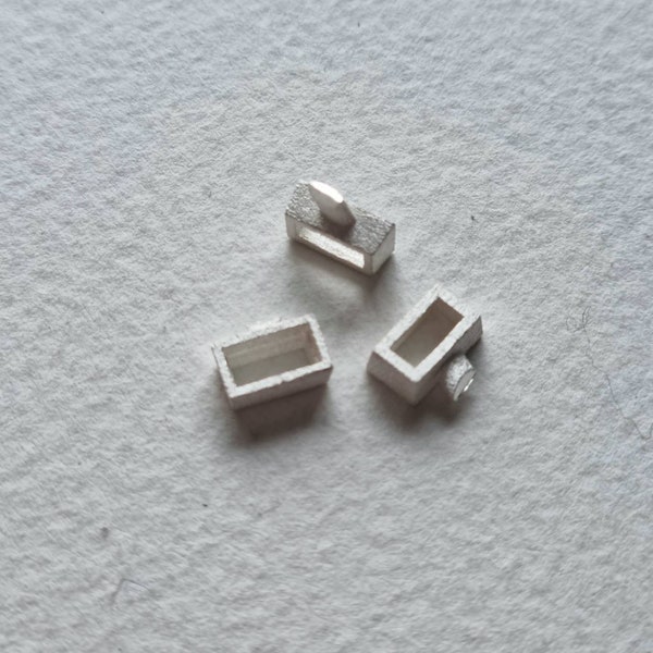 6x3mm Baguette collet recycled sterling silver or 9ct gold cast stone setting