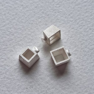 6mm Square collet recycled sterling silver or 9ct gold cast stone setting