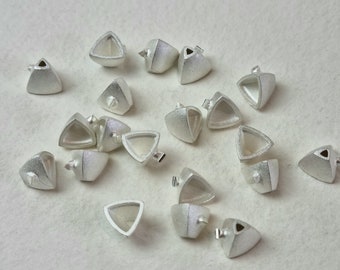 7mm Trillion collet recycled sterling silver or 9ct gold cast stone setting