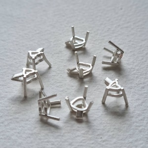 6x6mm Heart 3 claw recycled sterling silver or 9ct gold cast stone setting