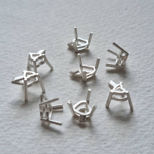 Cœur de 6 x 6 mm 3 griffes en argent sterling recyclé ou en or 9 carats, serti de pierres