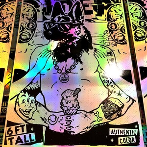 Serigrafia holográfica de cachorro-quente: Punky Pop Art (A3)
