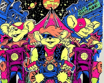 REBEL RODENTS. Biker mice from mars, screenprint, limited edition, hand made