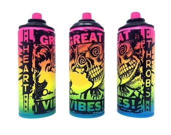 GREAT VIBES - Neon Edition - Siebdruck, Pop Art, punkig, handgemachte Kunst, ungewöhnlich, witzig, cool, aus der Spraydose, skurill, Straßenkunst
