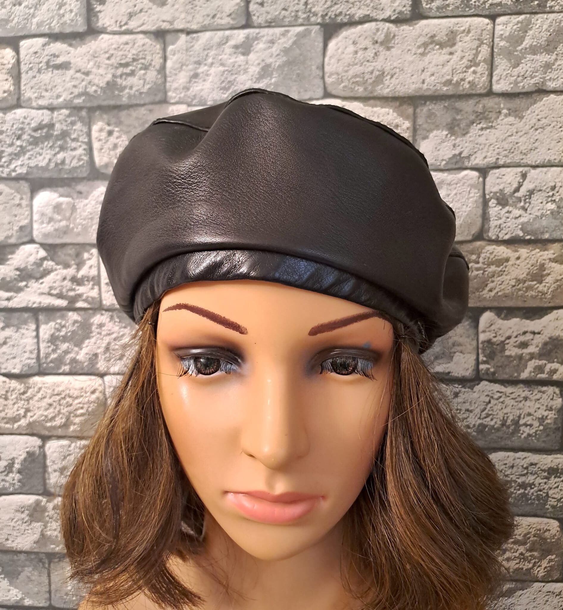 【MORE THAN BLACK】LEATHER BERET Uniform Accessories Unlimited Inc Black Beret with Leather