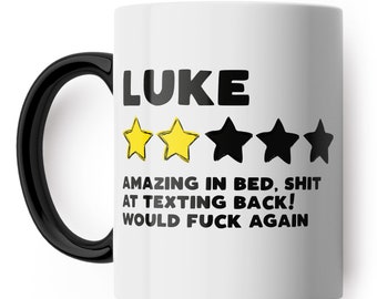 Taza de revisión personalizada, elija nombre, estrellas y comentarios: taza de café divertida, regalo para colegas, tazas de oficina, café, regalo de Secret Santa