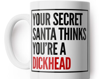Your Secret Santa Thinks You're a D-Head - Taza de café divertida, regalo para colega, tazas de oficina, café, regalo secreto de Santa