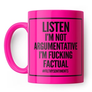 Not Argumentative F**king Factual Mug - Funny coffee mug, present for colleague, office mugs, Coffee, Secret Santa Gift