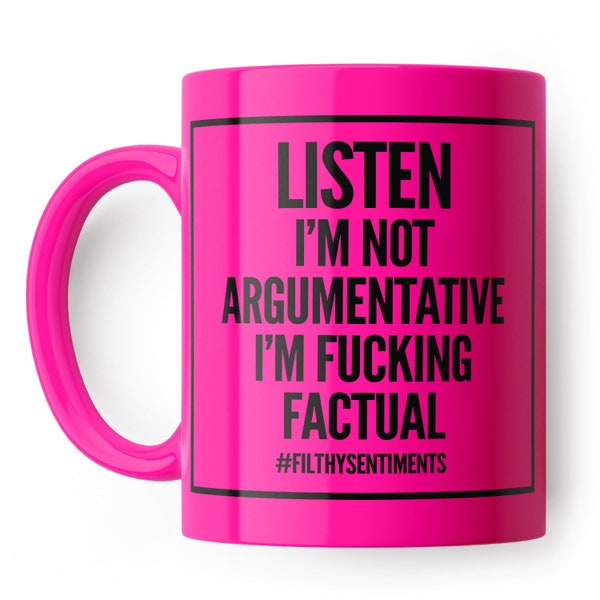 Not Argumentative F**king Factual Mug - Funny coffee mug, present for colleague, office mugs, Coffee, Secret Santa Gift
