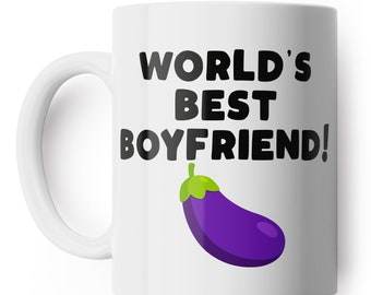 World's Best Boyfriend Aubergine Mug - Taza de café divertida, regalo para el Día de San Valentín, Aniversario o Cumpleaños