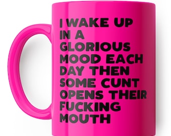 Me despierto en un estado de ánimo glorioso cada día: taza de café divertida, regalo para colega, tazas de oficina, café, regalo secreto de Santa