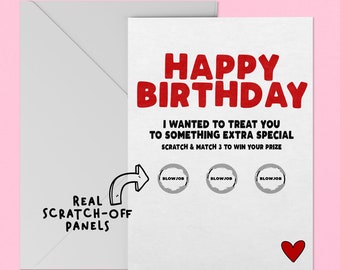Tarjeta de feliz cumpleaños Blow Job Scratch off Revelar tarjeta - ¡Elige su suerte!
