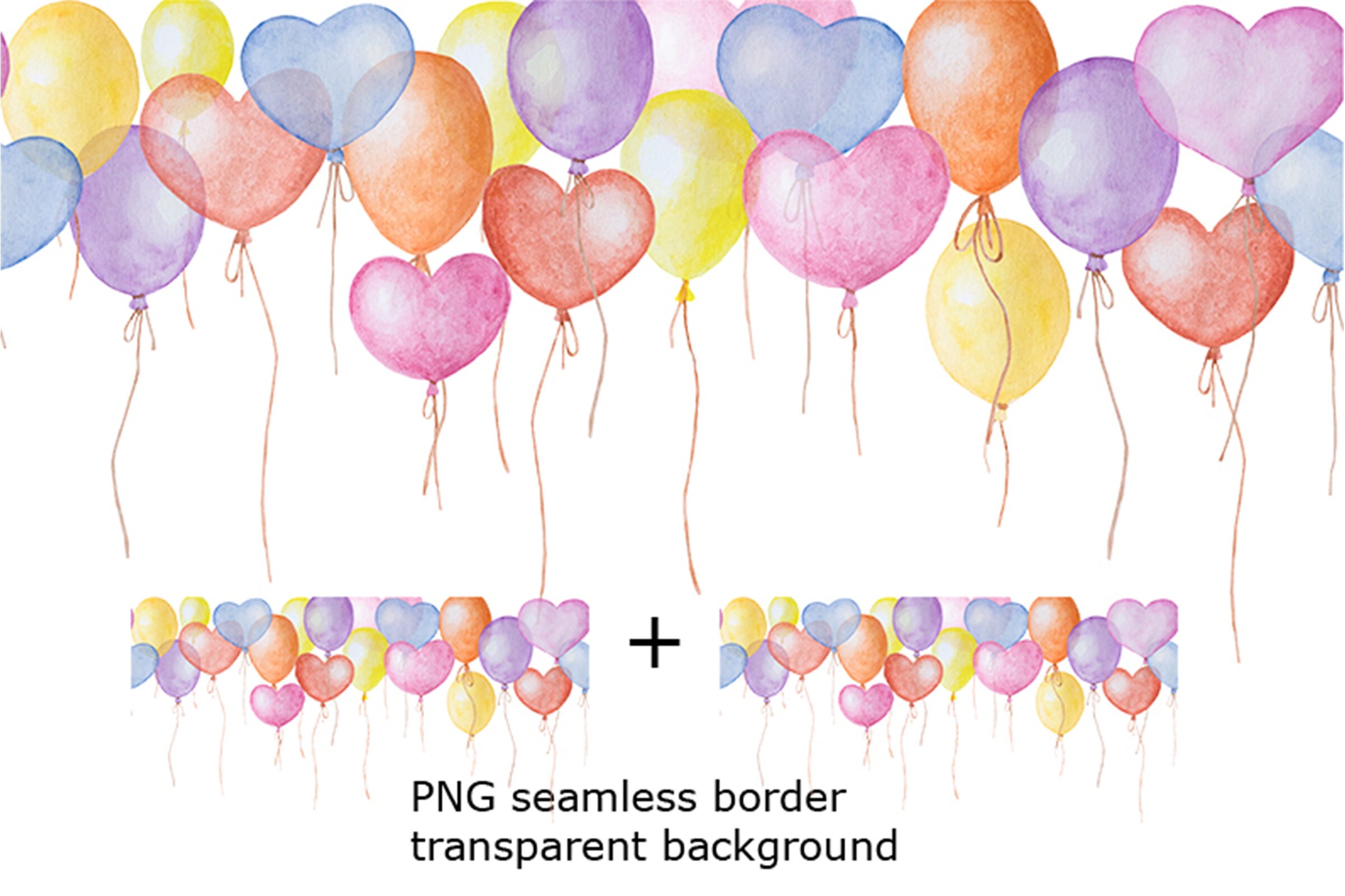 Watercolor Balloons Clipart Valentine Day Banners Clip Art PNG Romantic ...