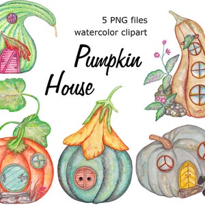 Aquarel Fairy Pumpkin House Clipart Halloween Fantastic Fantasy home decor uitnodigingskaarten PNG