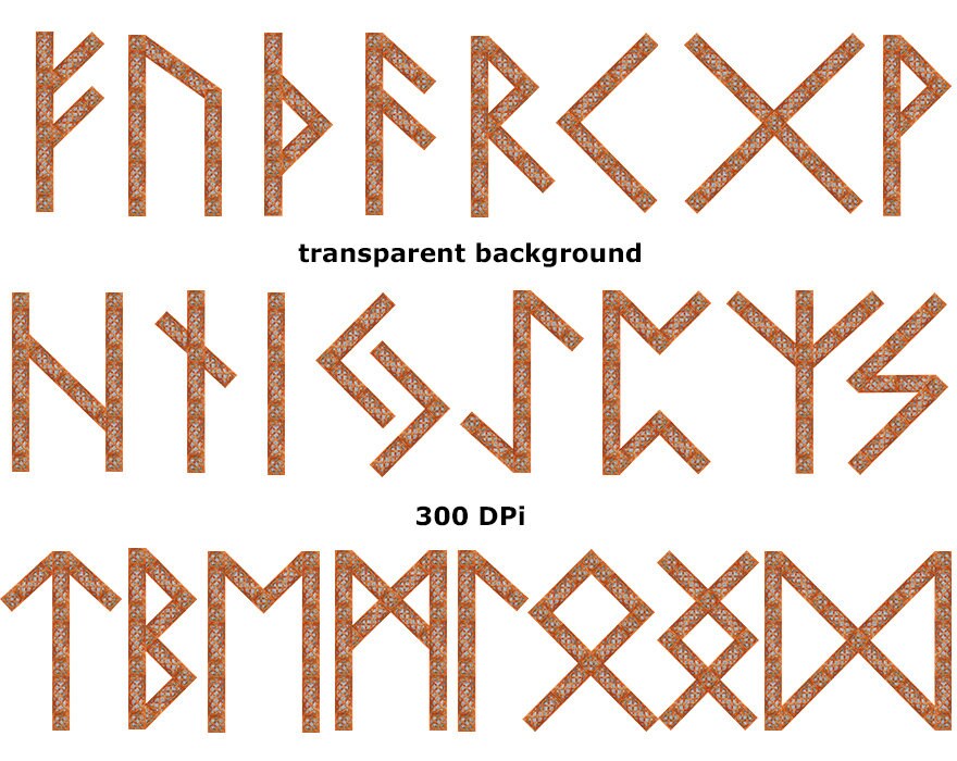 Watercolor Runes Clipart Font Alphabet Clip Art PNG Scandinavian Magic ...