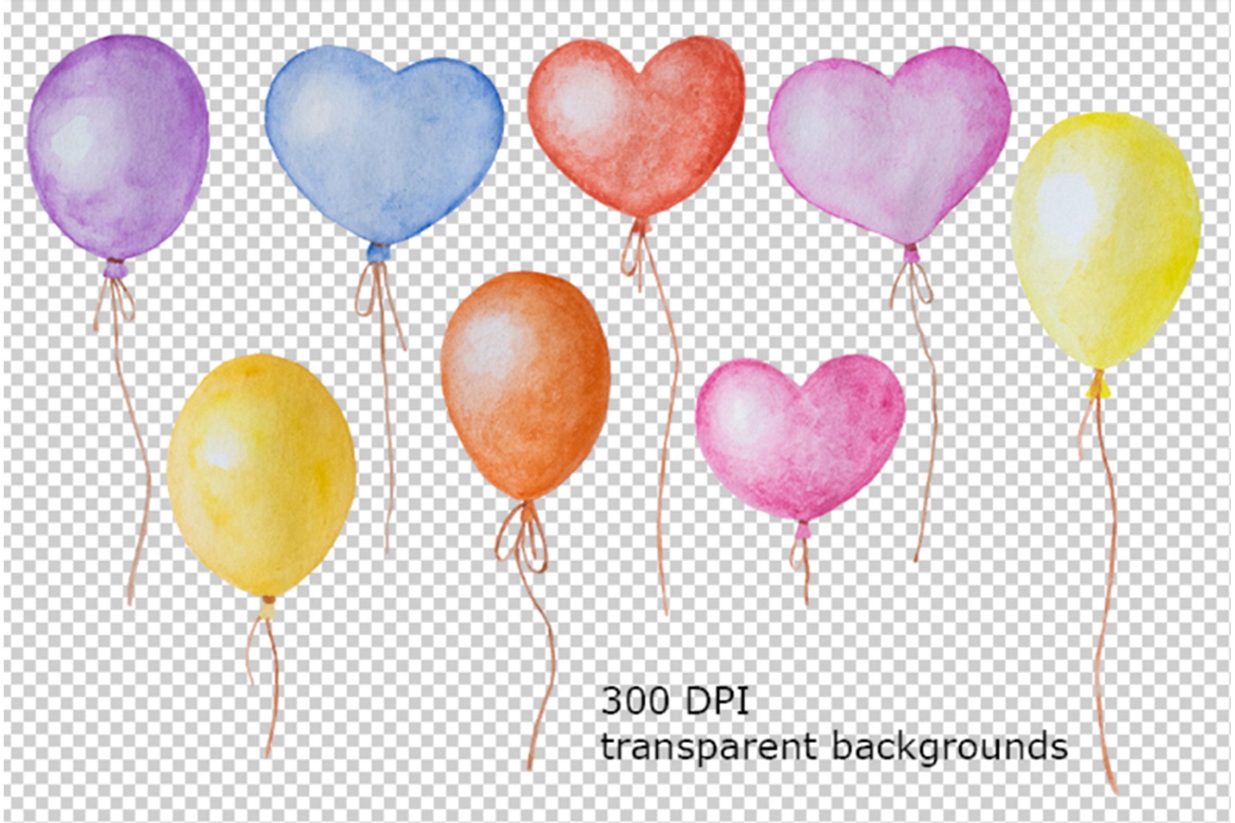 Watercolor Balloons Clipart Valentine Day Banners Clip Art PNG Romantic ...