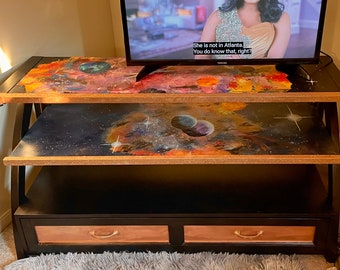 Hand painted tv/entertainment stand