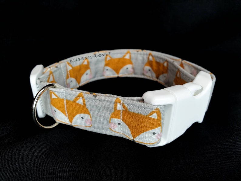 Orange Made to Order White /& Grey Foxes Pup Style Adjustable Fox Buckled PuppyKitten Play Puppyplay Kittenplay DDLG BDSM Buckle Collar