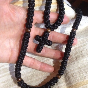 Black Eastern Orthodox Prayer Rope Chotki, 33 Count Barrel Knots