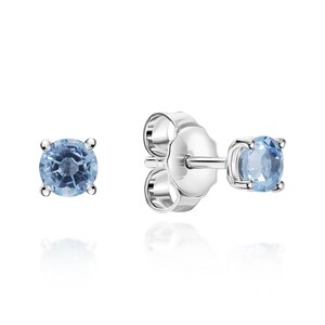 14K White Gold Stud Earrings, With 0.56 TCW Aquamarine (O) Jewelry For Women, Earrings For Her Elegant Jewelry Rare Gift Minimalist Jewelry