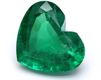 7.85ct. Loose Natural Emerald, Green Color Heart Shape, GRS Certified Real Emerald For Jewelry Making, Gemstone Jewelry Rare Gift For Her