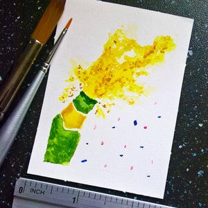 ORIGINELE ACEO drankillustratie | Champagne Pop