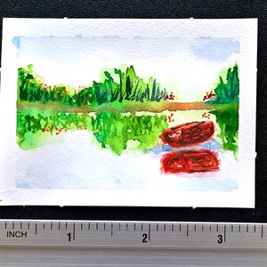 ORIGINELE ACEO Waterscape illustratie | Drijfhout