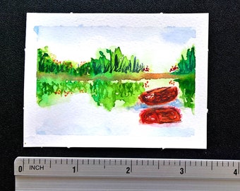 ORIGINAL ACEO waterscape illustration | Driftwood