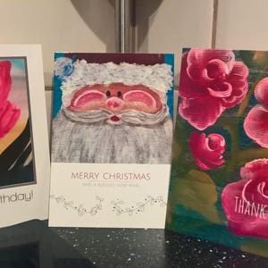 Conjunto de 3 cartões planos de uma face | cartão de aniversário, cartão de Natal, cartão de agradecimento