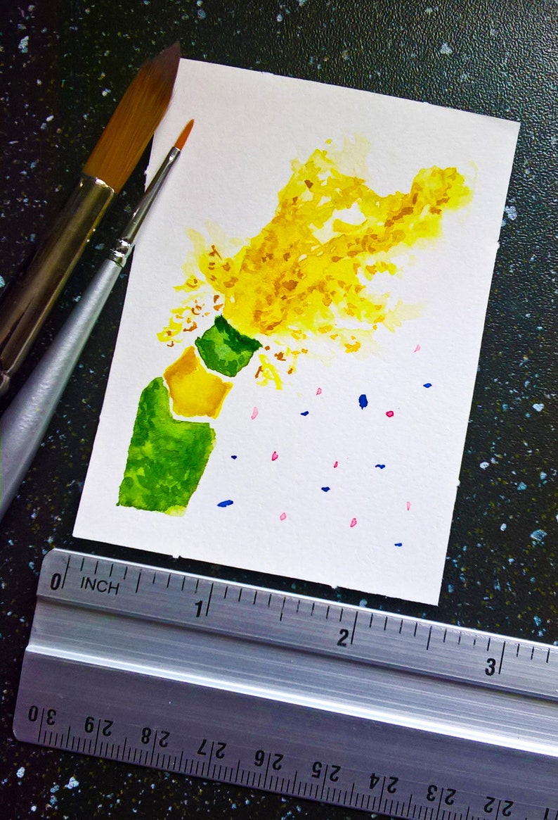 Champagne Pop ORIGINAL ACEO drink illustration