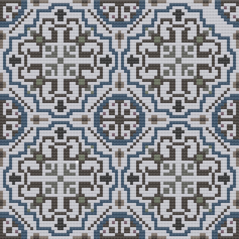 Mosaic Motif Tile Cross Stitch PDF Cross Stitch Pattern Etsy