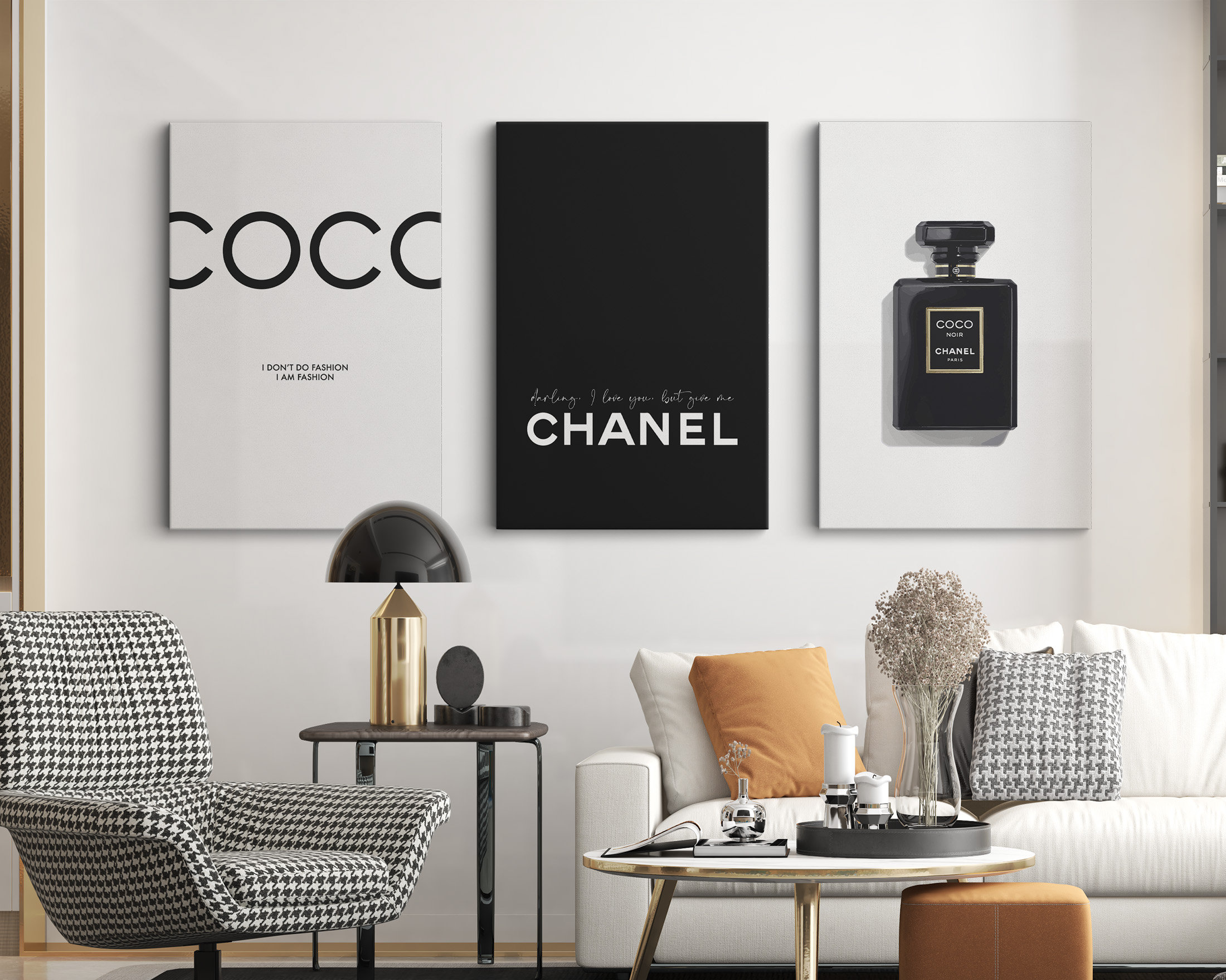 Chanel Canvas Wall Art Set of 3 Fashion Canvas Set of 3 Etsy