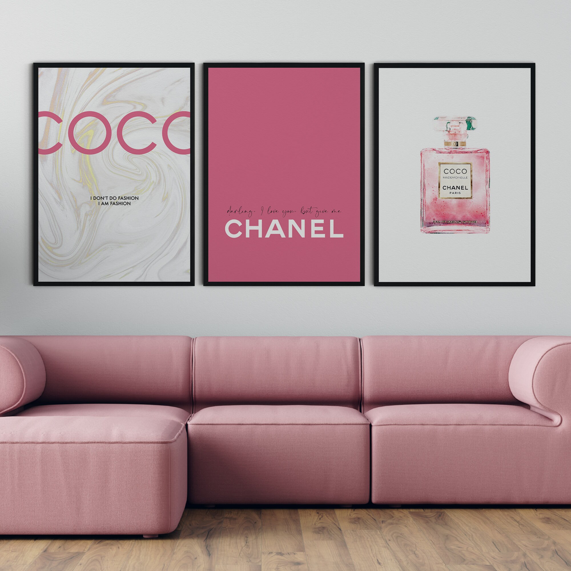 Printable Pink Chanel Wall Art Set of 3 Coco Chanel Quote | Etsy