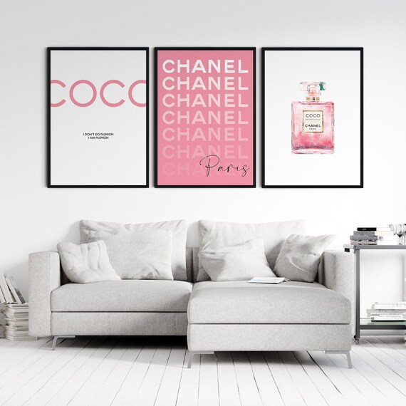 Set of 3 Chanel Wall Art Pink Chanel Wall Art Printable Etsy
