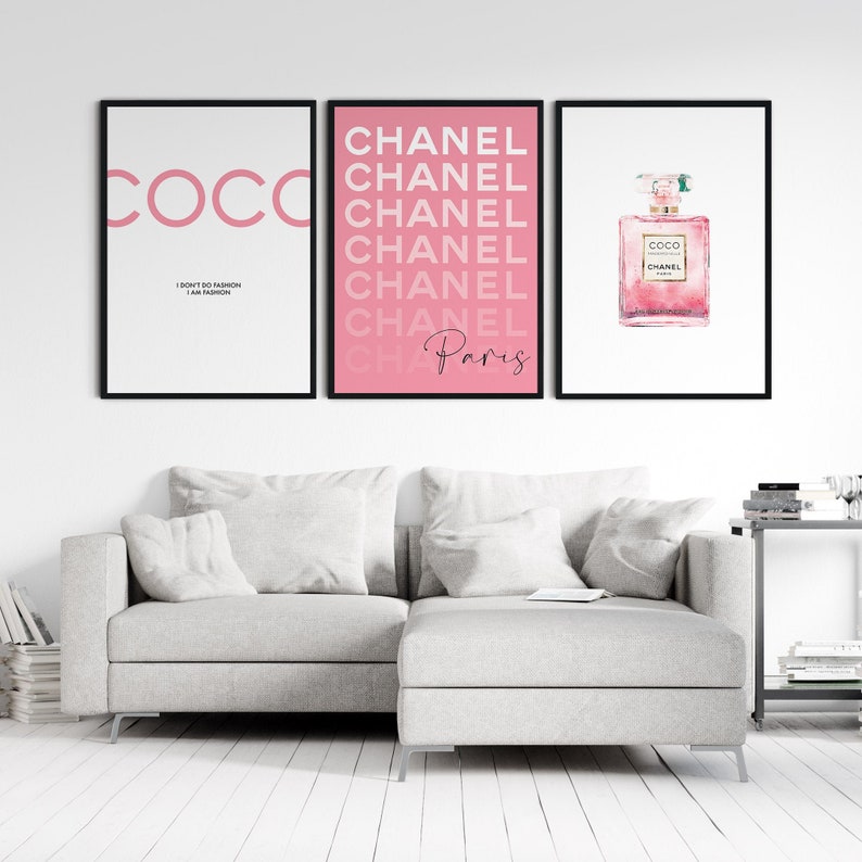 Set of 3 Chanel Wall Art Pink Chanel Wall Art Printable | Etsy