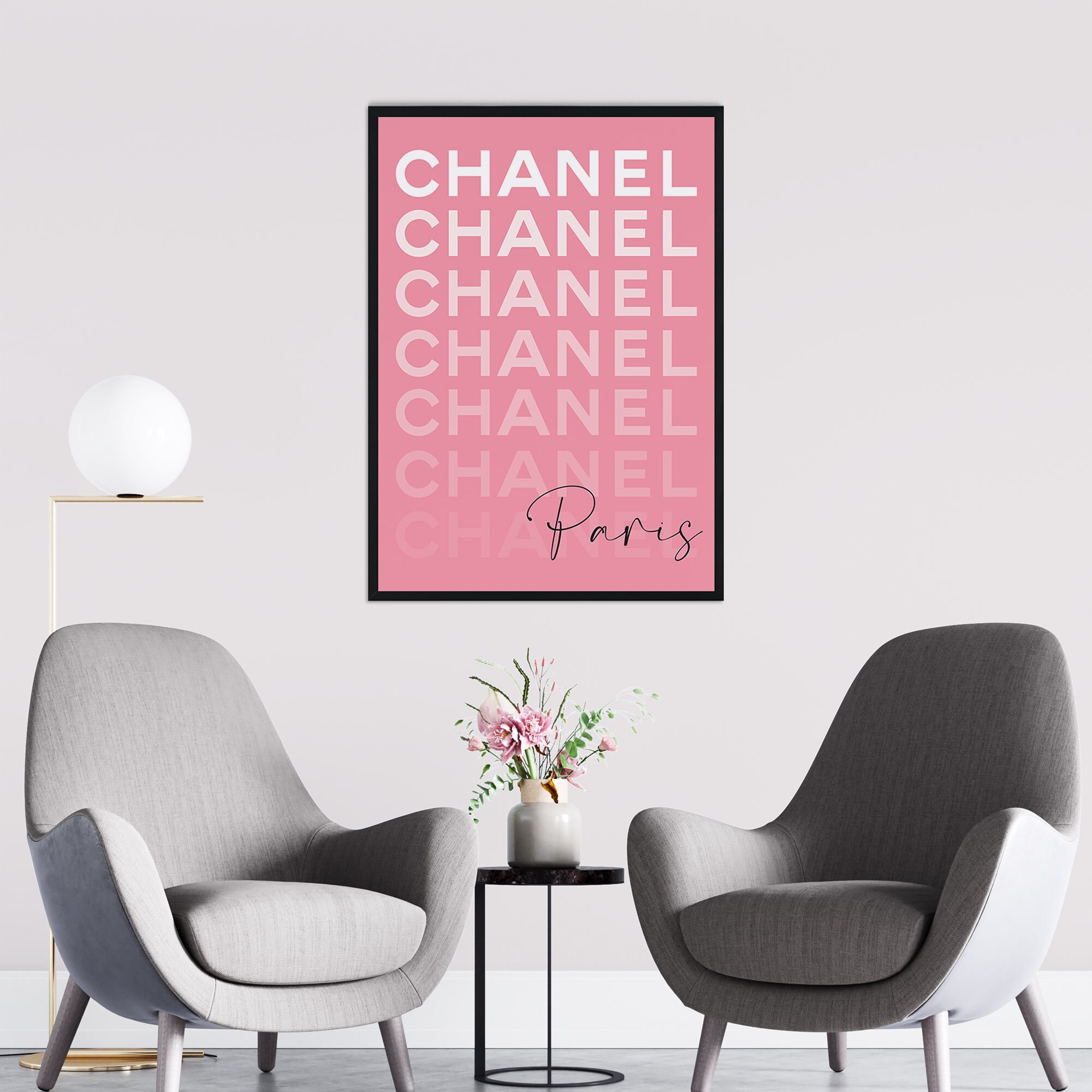 Set of 3 Chanel Wall Art Pink Chanel Wall Art Printable Etsy