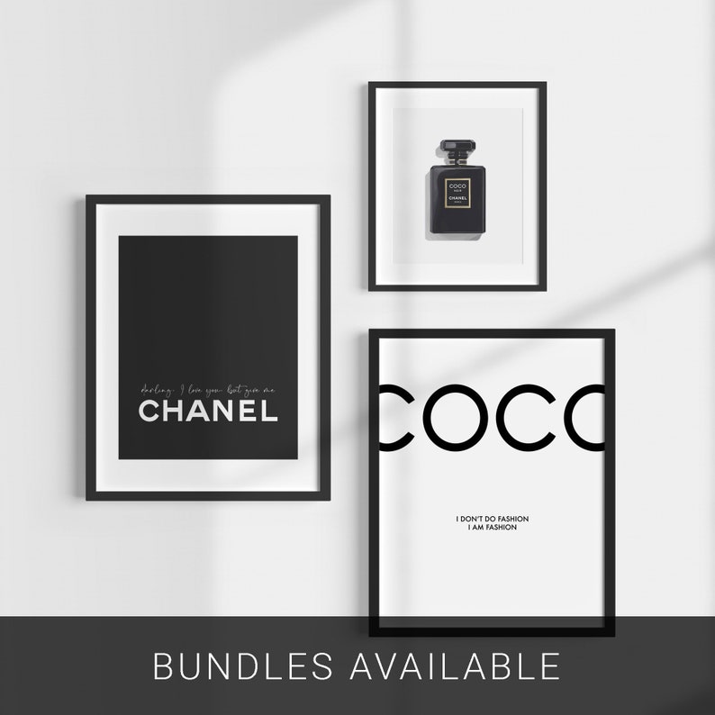 Printable Chanel Wall Art Black and White Instant Digital Etsy