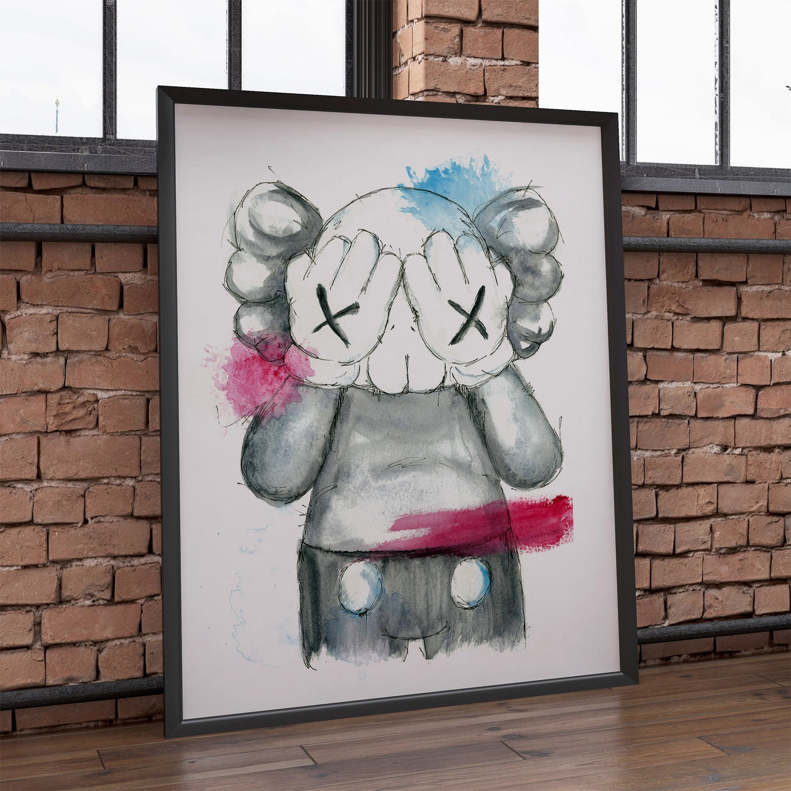 KAWS Companion Original Watercolor Print KAWS Poster Print Etsy