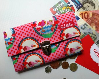 Wallet, Purse, Purse, Stock Exchange, Flamingo, Pink Polka Dots, Green