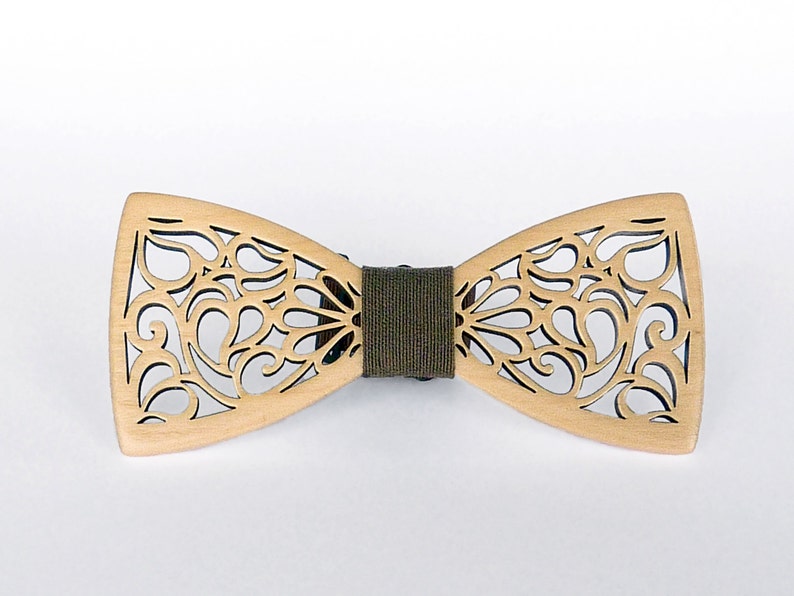 Wooden bow tie wedding handmade natural wood Natural color Etsy