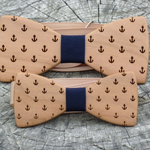 Wood Bow tie Anchors|Wooden Bowtie Marine|Navy Gift for Men|Gift for sailor, Captain|Nautical gift men|Bowtie wedding|Yacht party|Birthday