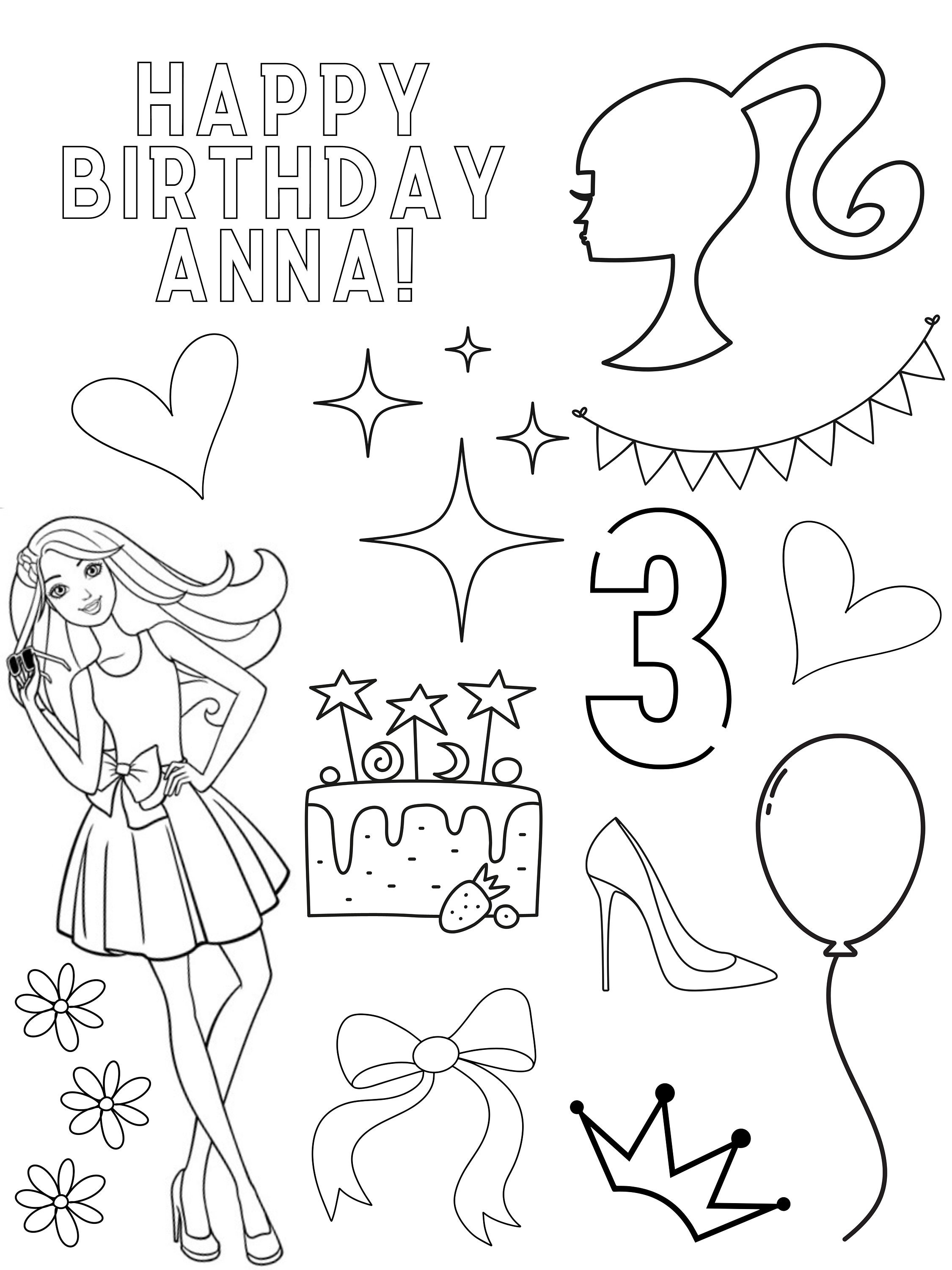 Customized Barbie Coloring Page / Barbie Birthday Favors / Barbie ...