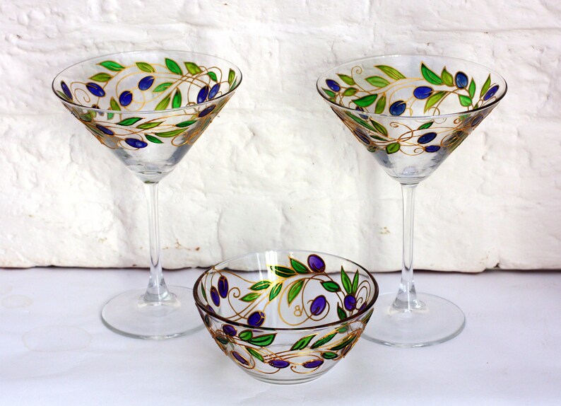 Hand painted Martini glassesSet of cocktail glassesStain Etsy
