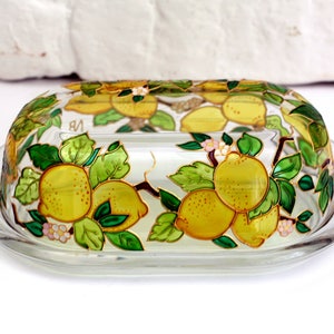 Hand Painted Butter Dish Stain Glass Butter holder Covered Butter Dish Kitchen Container Italian Style Tray With Lid Mediterranean image 4