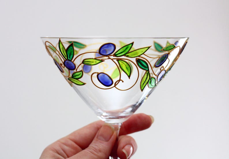 Hand painted Martini glassesSet of cocktail glassesStain Etsy